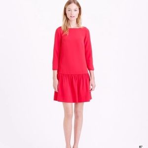 J. Crew crepe drop waist dress with ruffle hem.